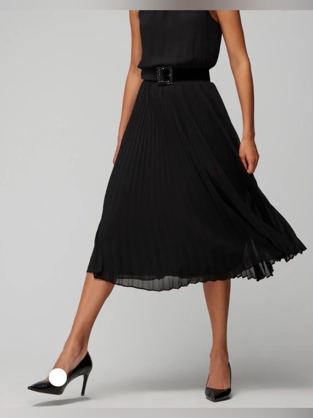 Calvin Klein Black Chiffon Sleeveless Fit & Flare Midi Dress